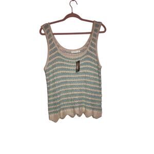 NWT Uncharted Threads light blue and cream crochet knit tank top size small